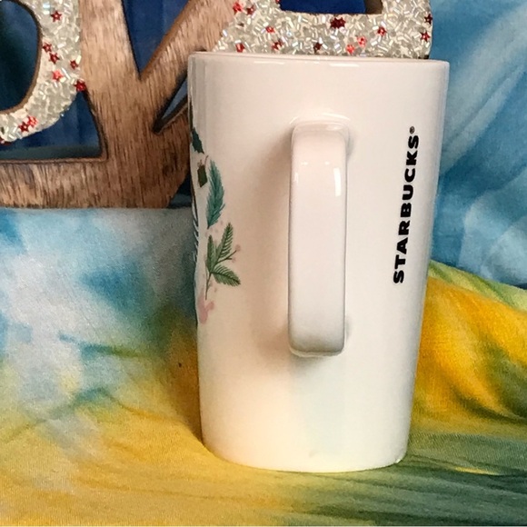 Starbucks Holiday Motif Mermaid Pink Doves Holly Tall Coffee Mug Cup 12 oz - Picture 5 of 12